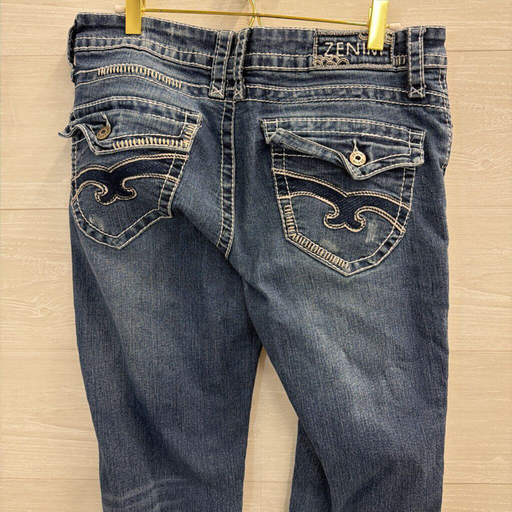 Zenim Medium Wash Mid Low Bootcut Jeans 8