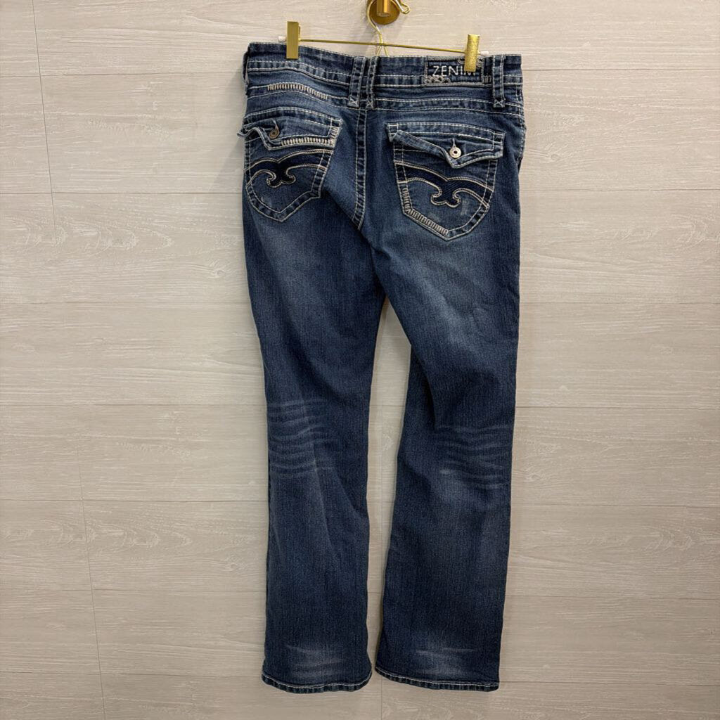 Zenim Medium Wash Mid Low Bootcut Jeans 8