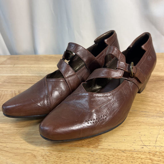 Josef Seibel Brown Leather Mary Jane Pointed Toe Heels 41