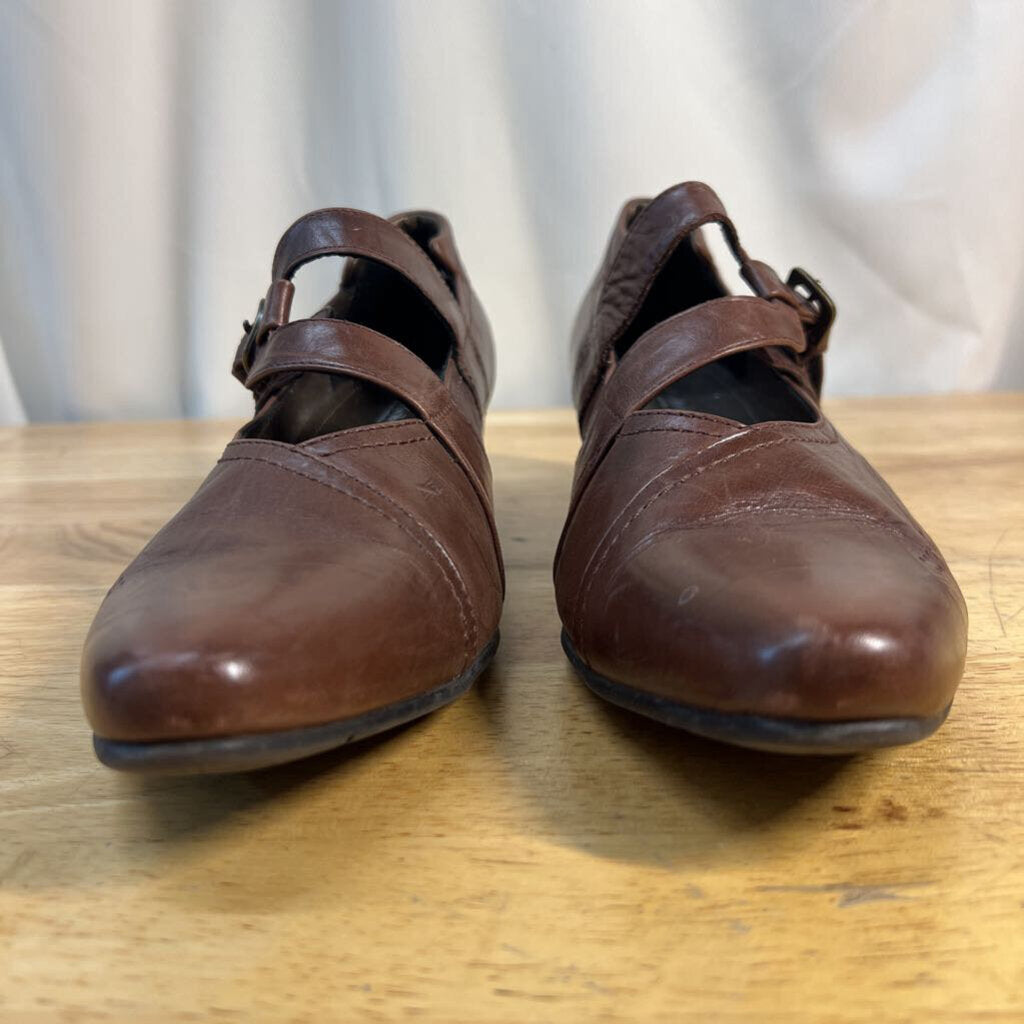 Josef Seibel Brown Leather Mary Jane Pointed Toe Heels 41