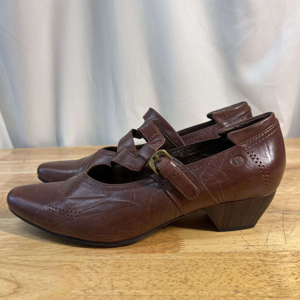 Josef Seibel Brown Leather Mary Jane Pointed Toe Heels 41