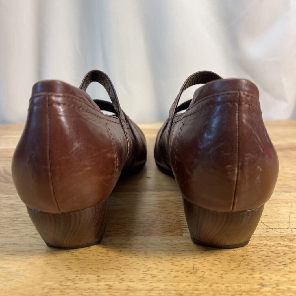Josef Seibel Brown Leather Mary Jane Pointed Toe Heels 41
