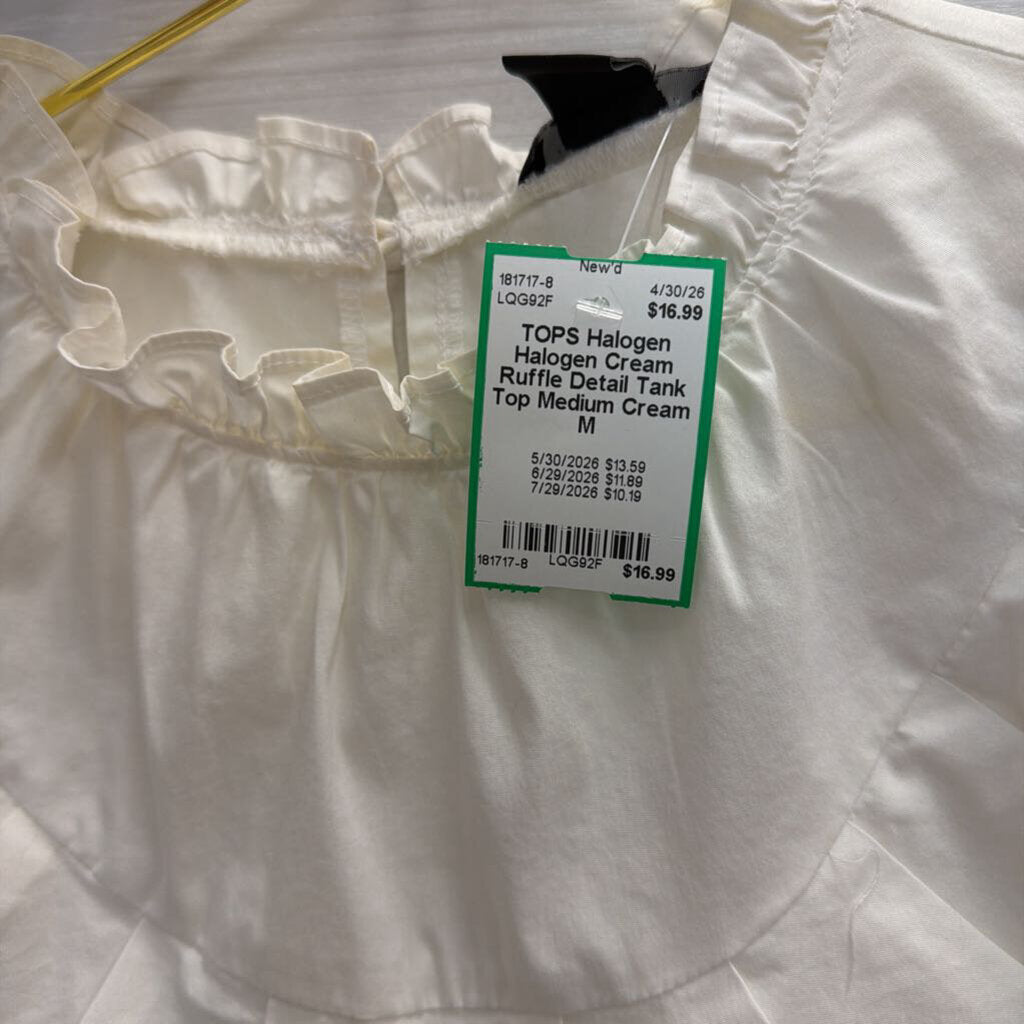 Halogen Cream Ruffle Detail Tank Top Medium
