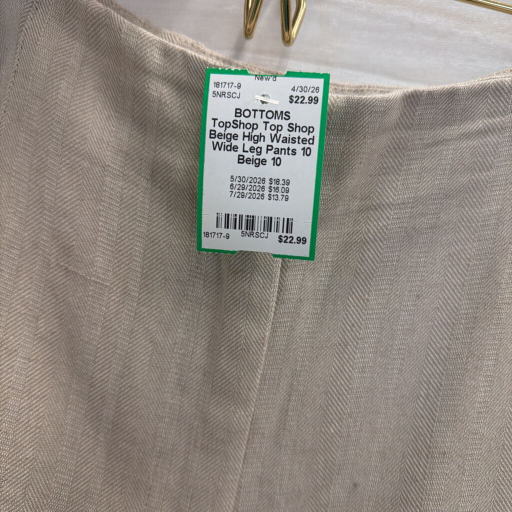 Top Shop Beige High Waisted Wide Leg Pants 10