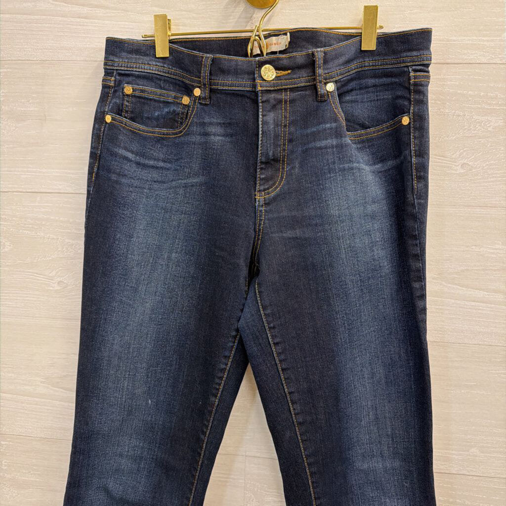 Tory Burch Dark Wash Classic Tory Boot Jeans 30