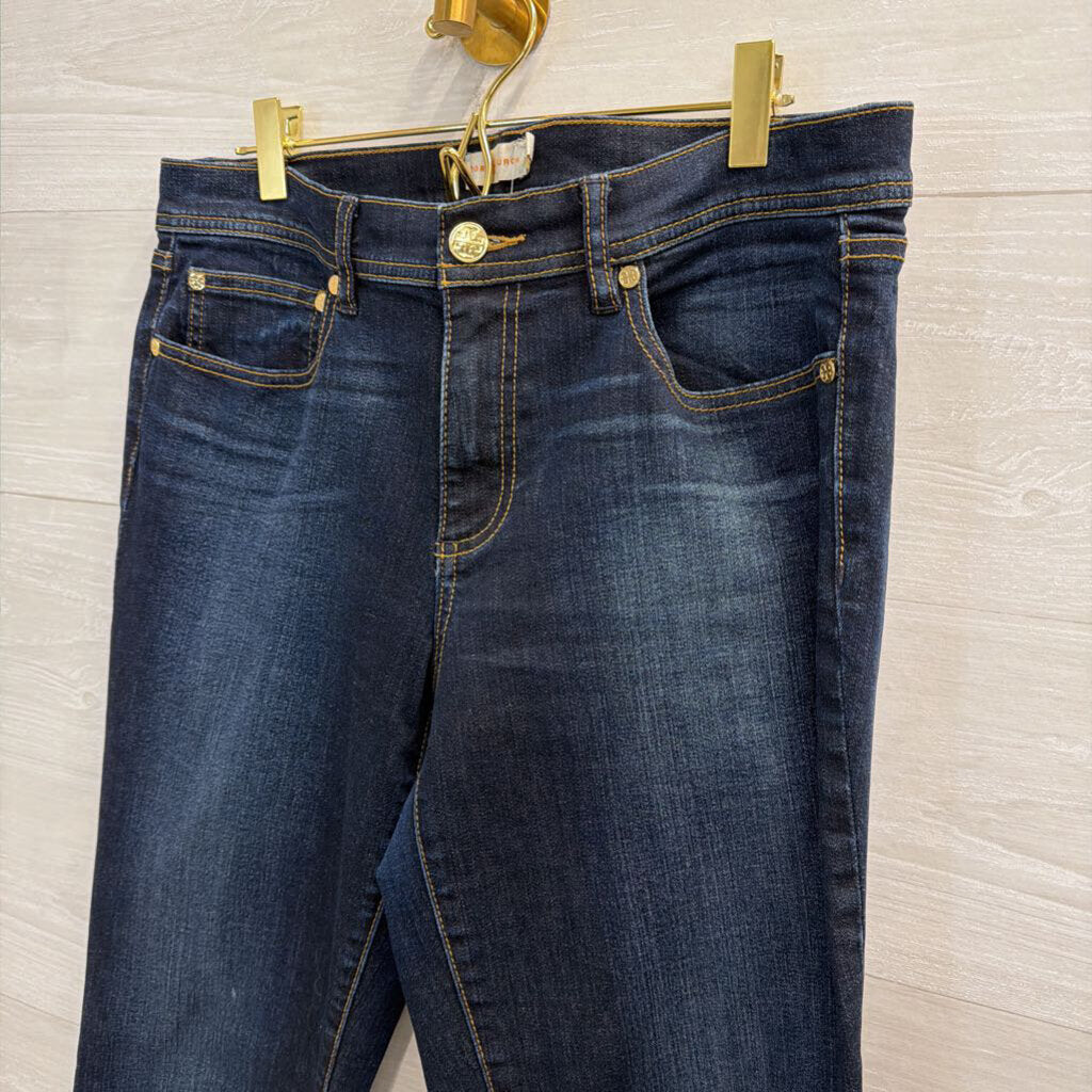 Tory Burch Dark Wash Classic Tory Boot Jeans 30
