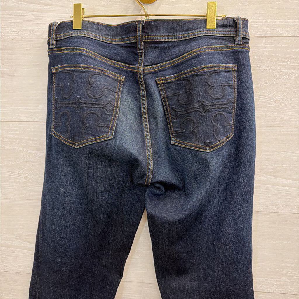 Tory Burch Dark Wash Classic Tory Boot Jeans 30