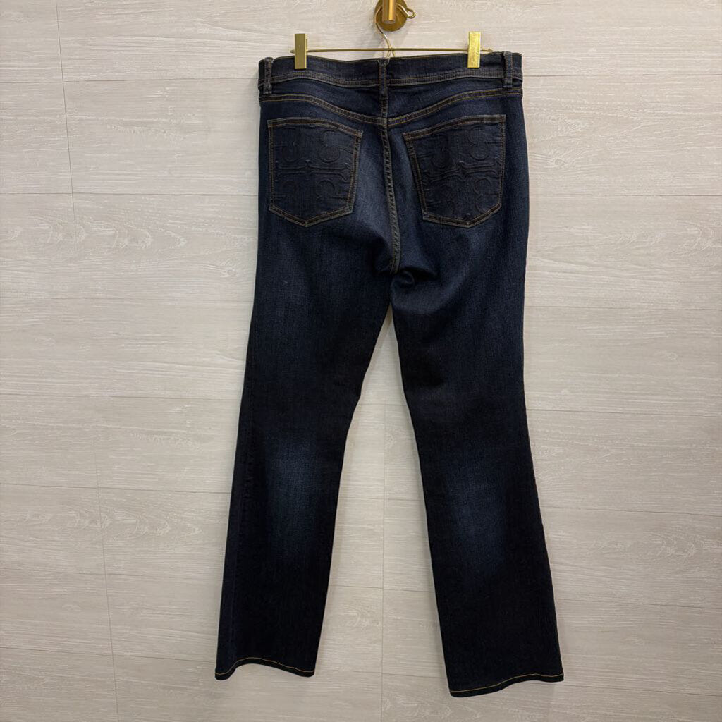 Tory Burch Dark Wash Classic Tory Boot Jeans 30