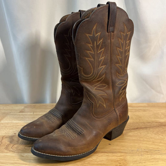 Ariat Brown Leather Heritage R Toe Western Boots 38