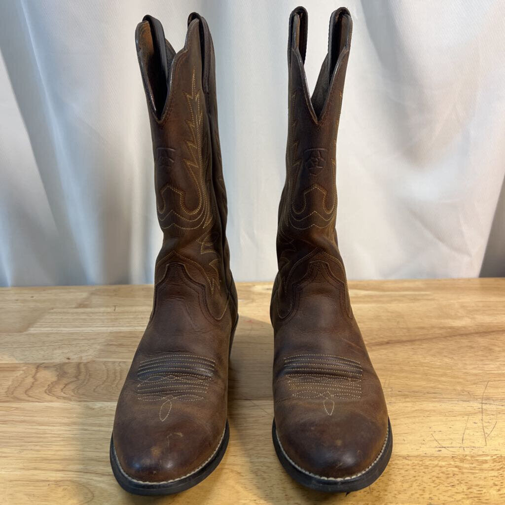 Ariat Brown Leather Heritage R Toe Western Boots 38