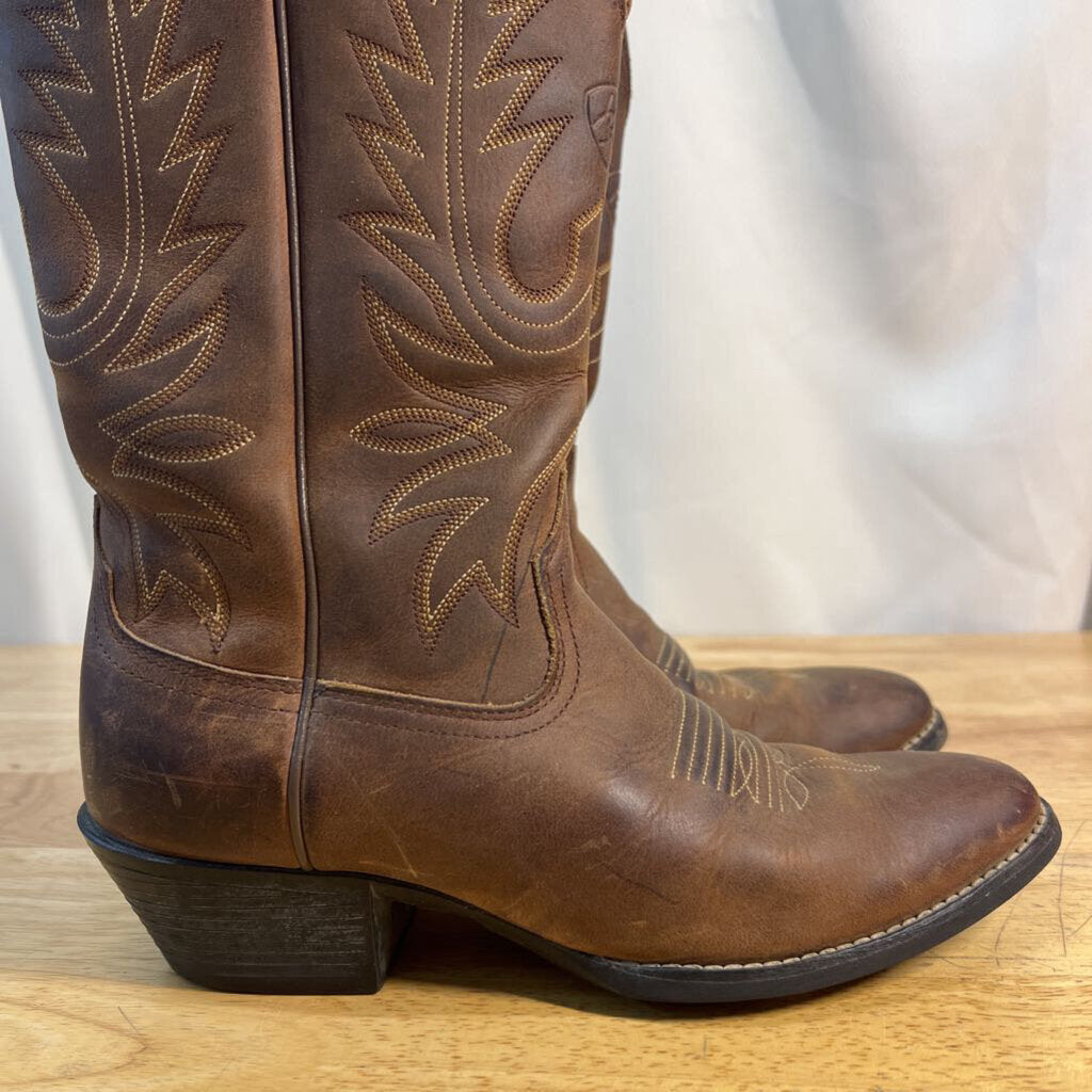 Ariat Brown Leather Heritage R Toe Western Boots 38