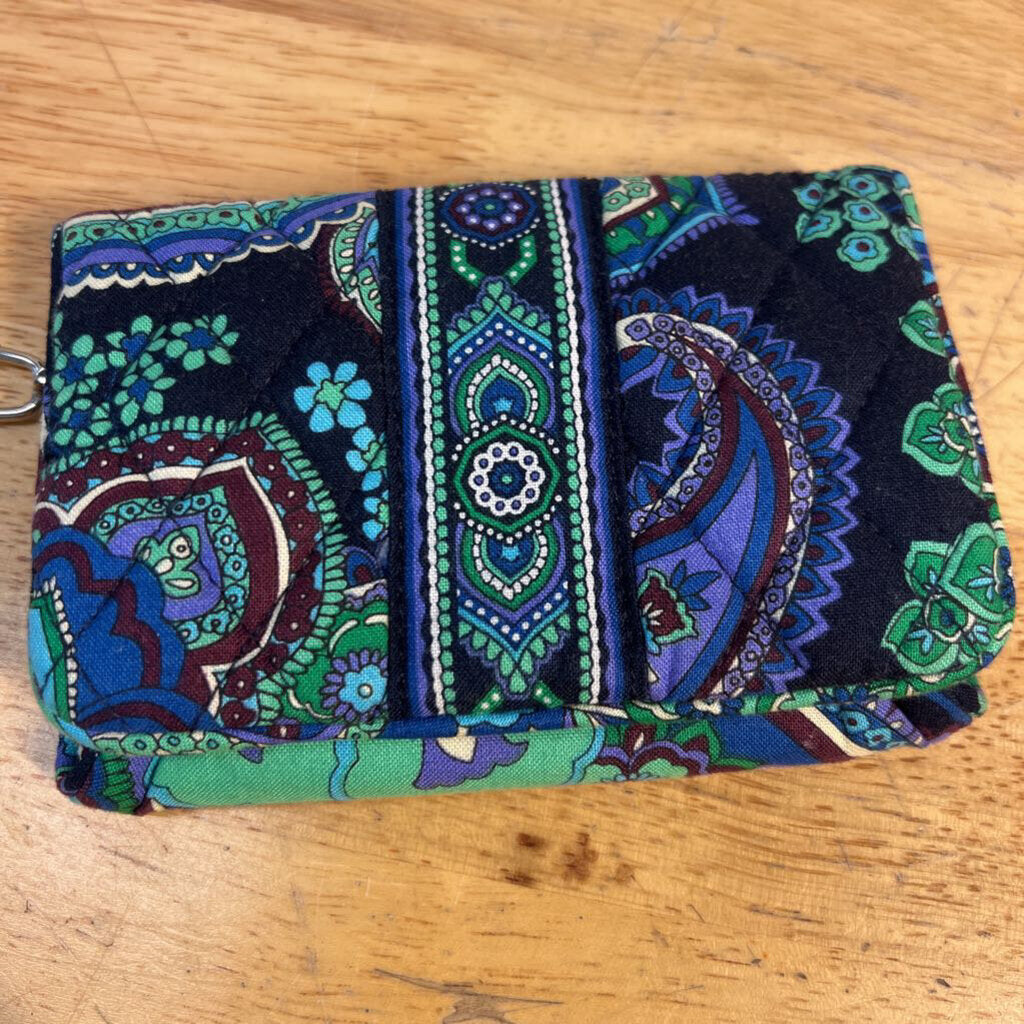 Vera Bradley Navy/ Green Quilted Keychain Wallet
