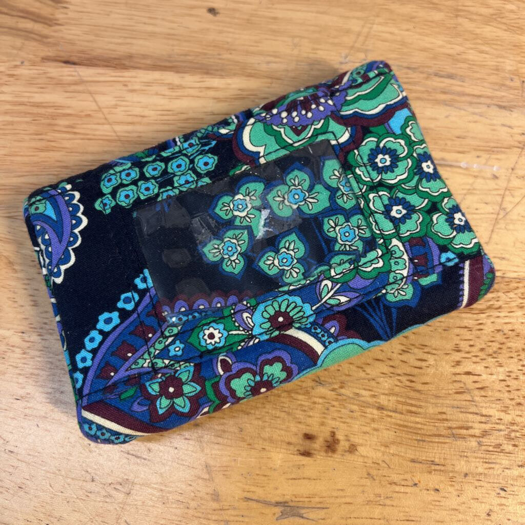Vera Bradley Navy/ Green Quilted Keychain Wallet