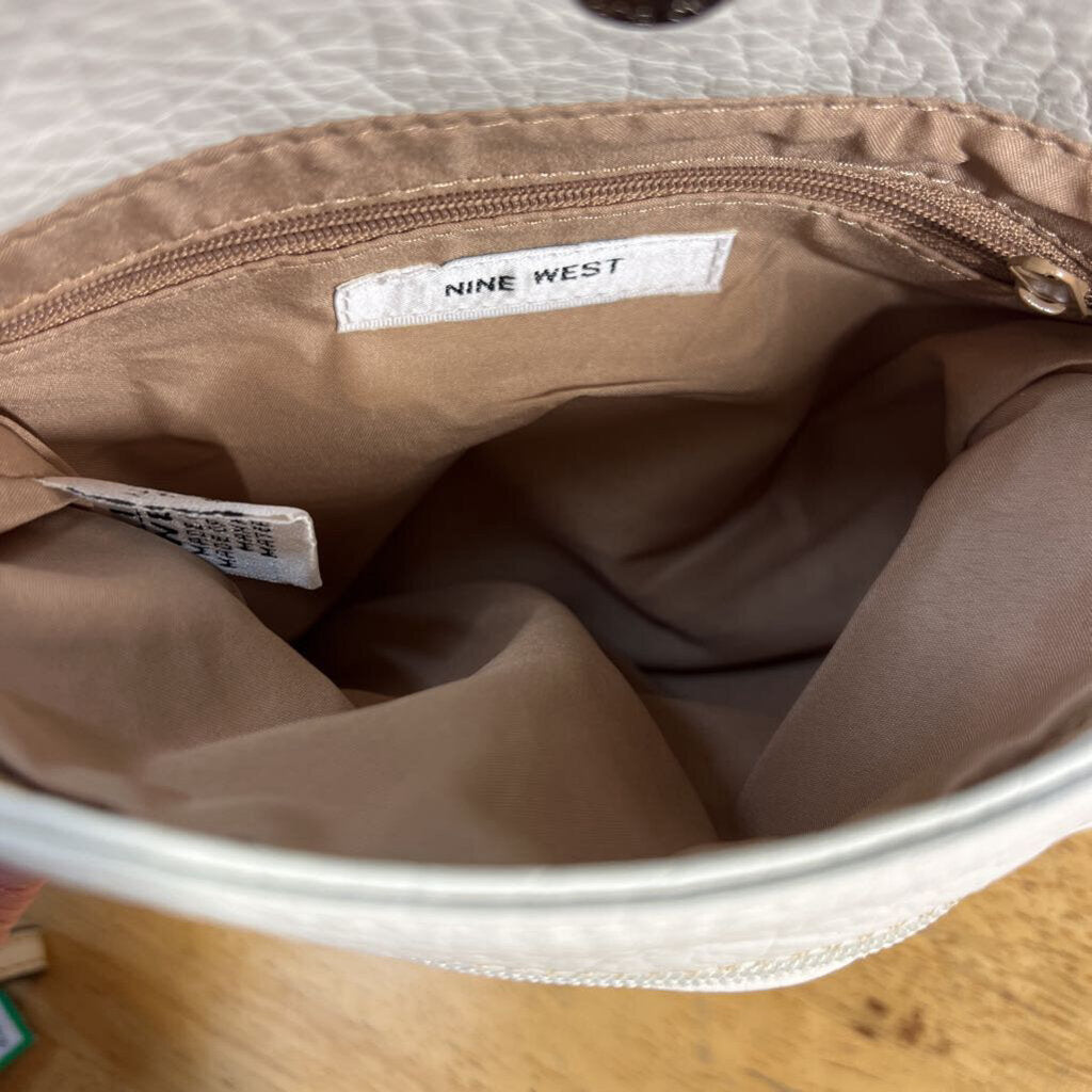 Nine West White Pebbled Leather Wristlet