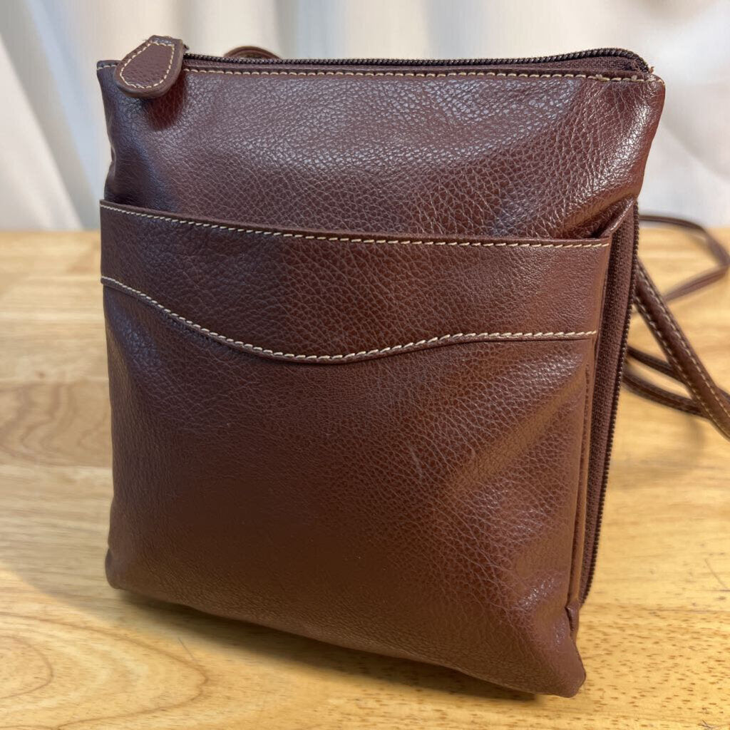 Brown Pebbled Leather Crossbody Purse