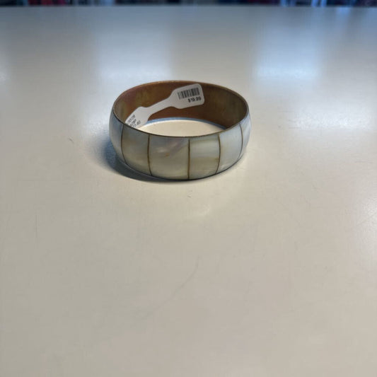 Vintage Mother of Pearl Brass Bangle Bracelet
