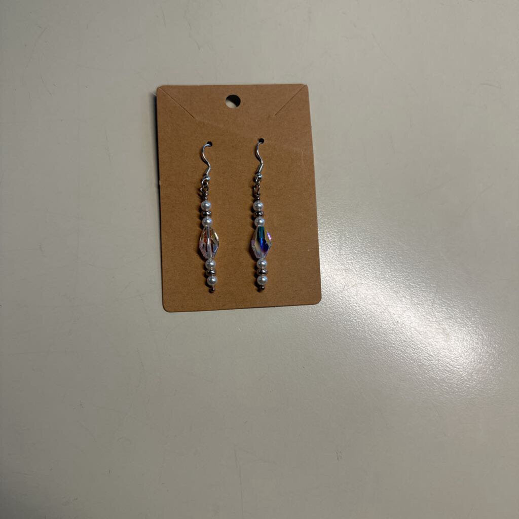 Crystal and Pearl Dangle Earrings