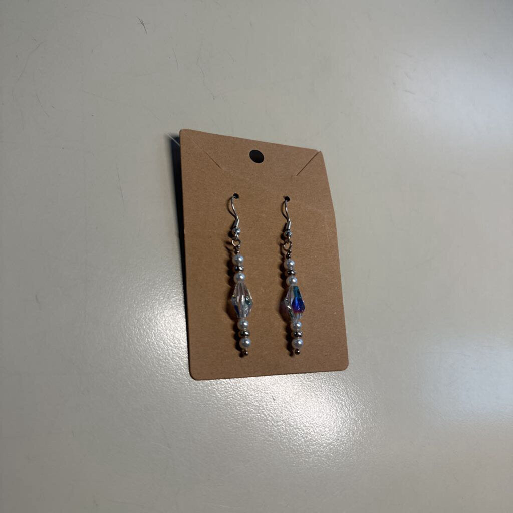 Crystal and Pearl Dangle Earrings