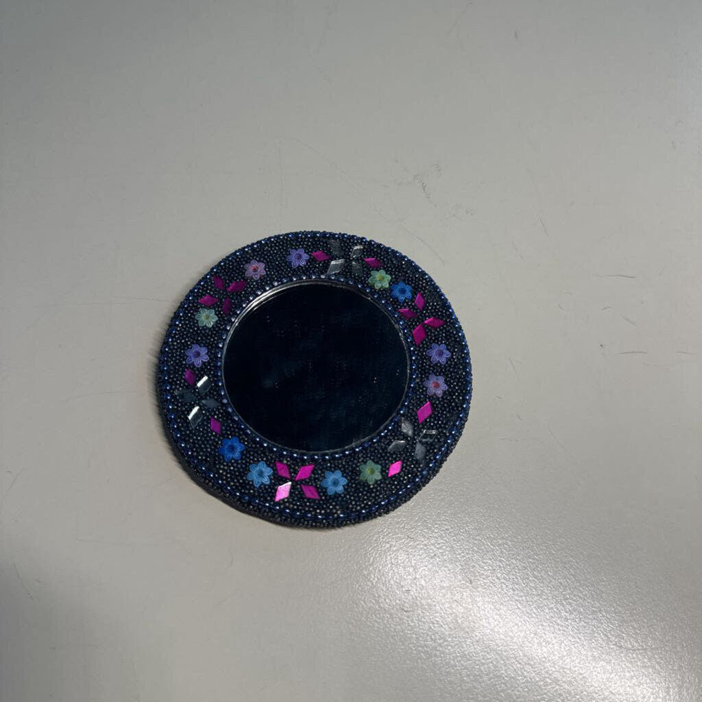 Navy Beaded Mirror