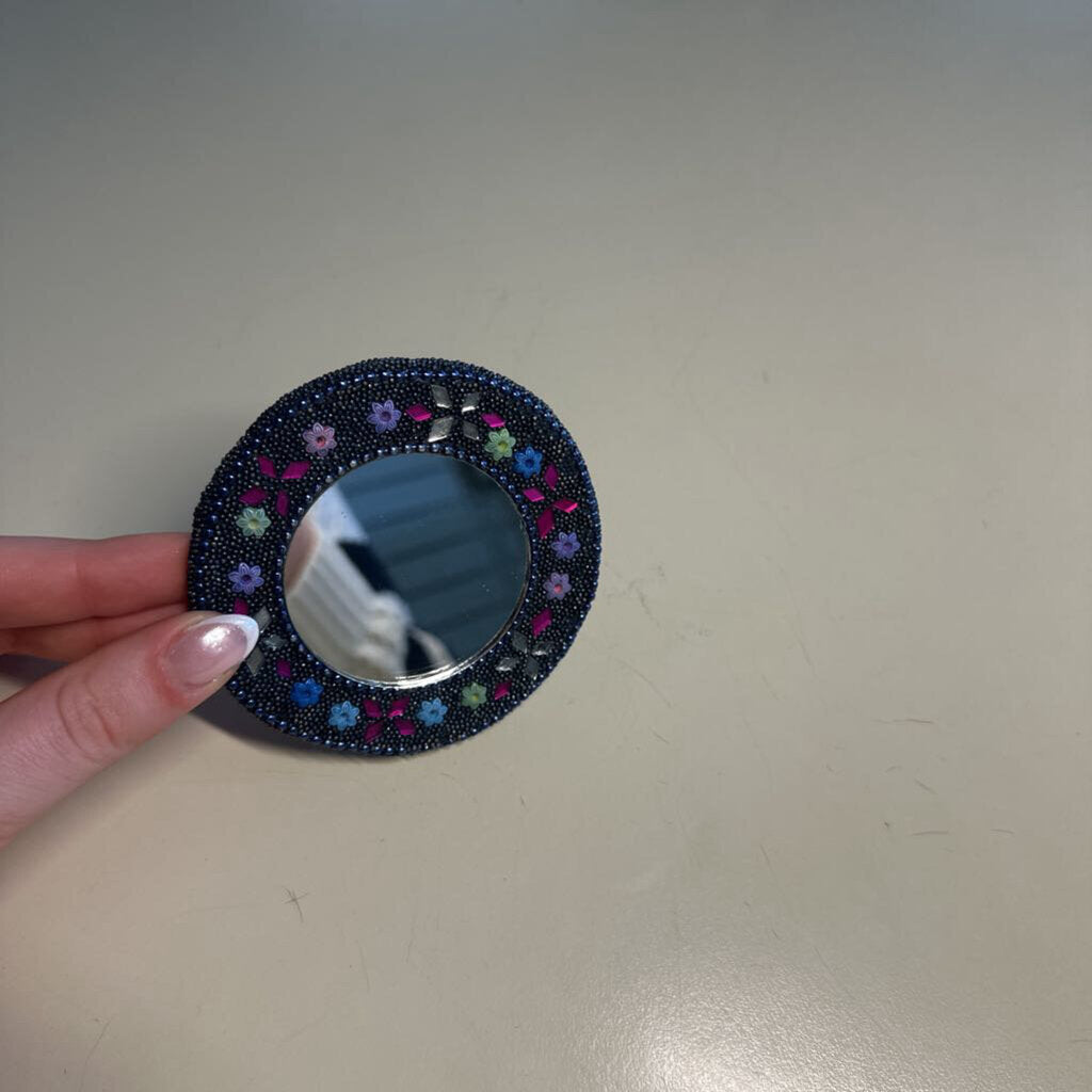 Navy Beaded Mirror