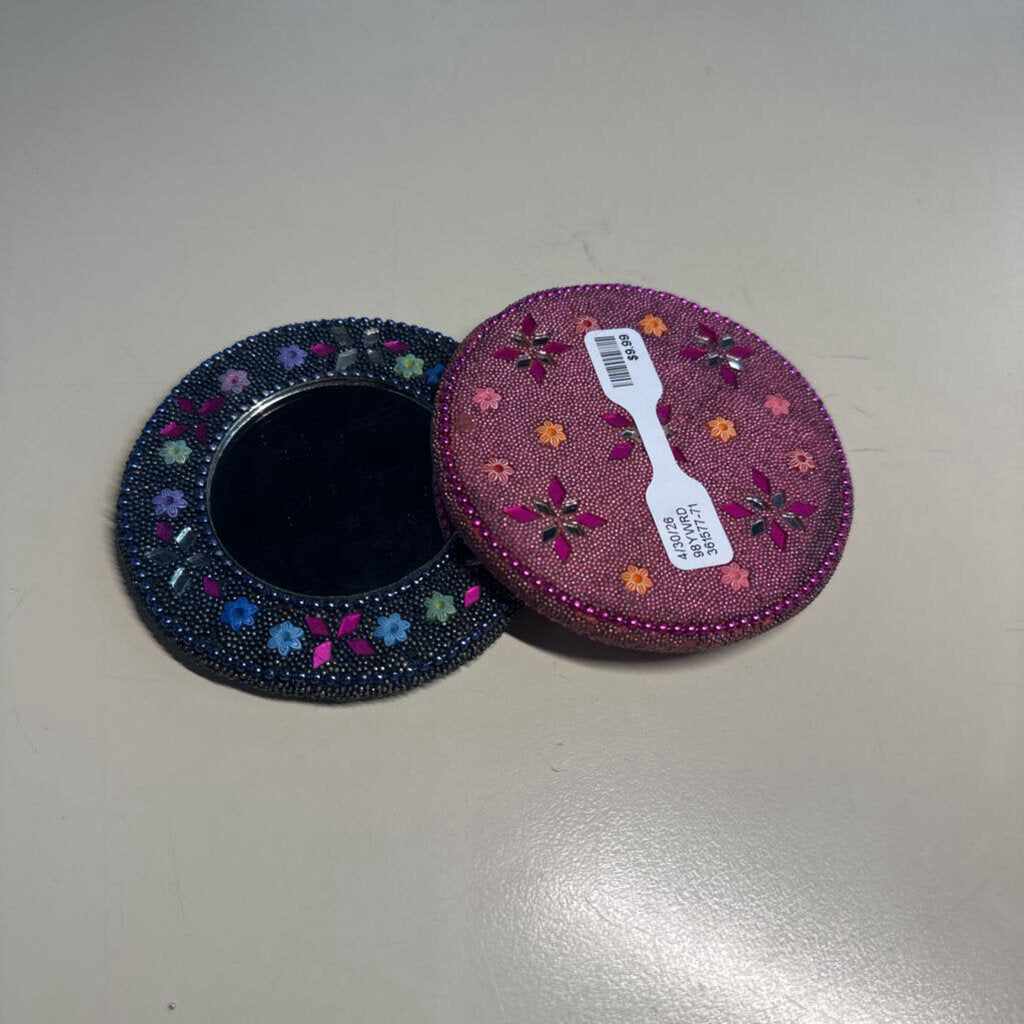 Navy Beaded Mirror