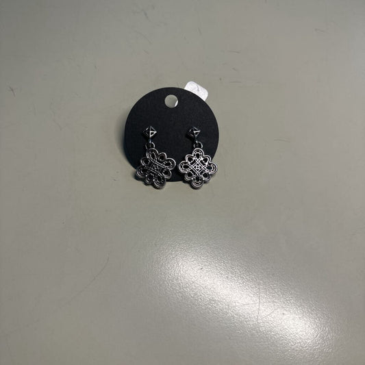 Silver Toned Filigree Drop Earrings