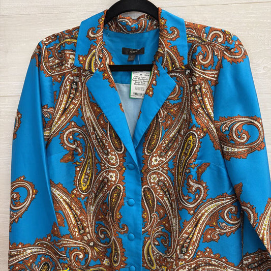 J. Crew Blue/Brown Paisley Long Sleeve Blouse Small