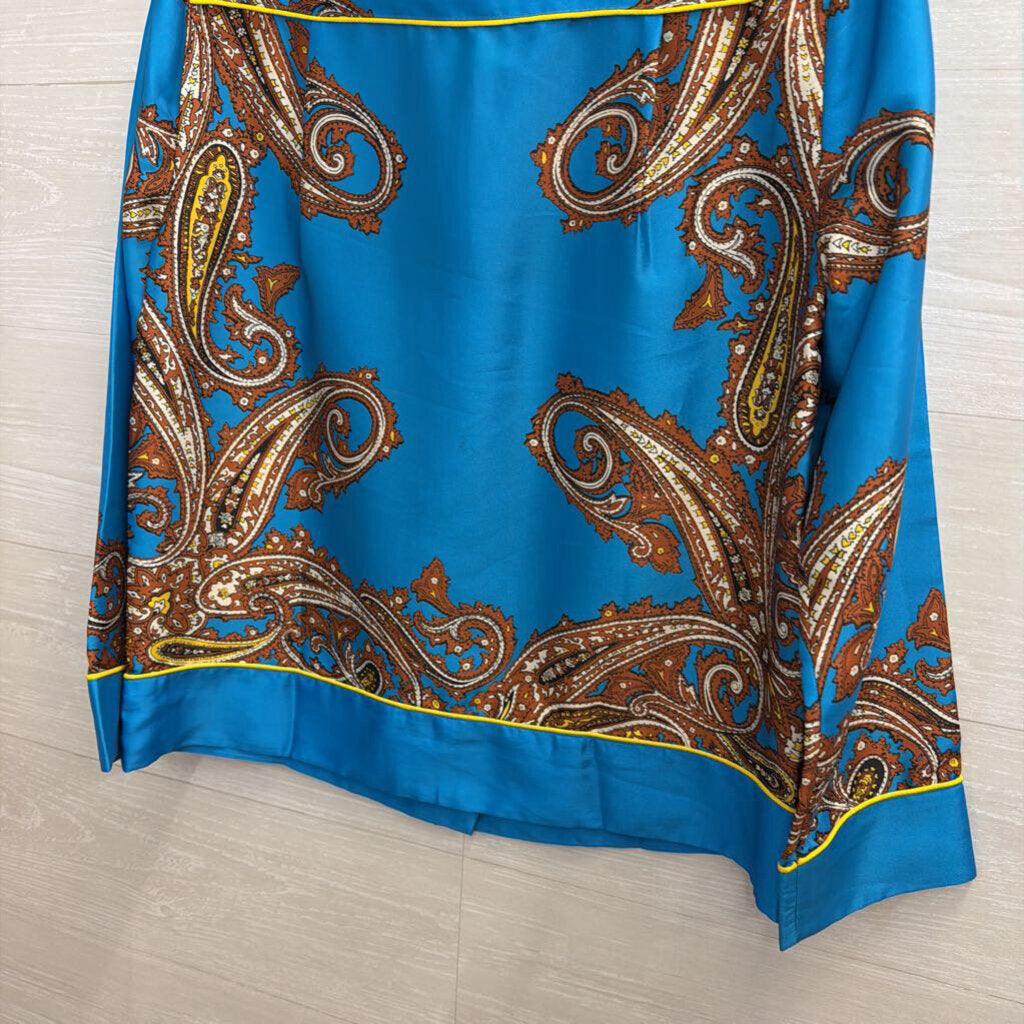 J. Crew Blue/Brown Paisley Long Sleeve Blouse Small