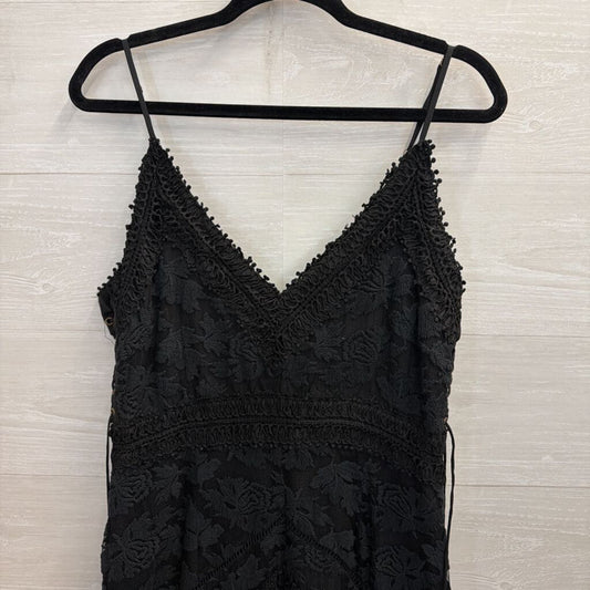 Black Lace Midi Dress with Lace Up Sides Large