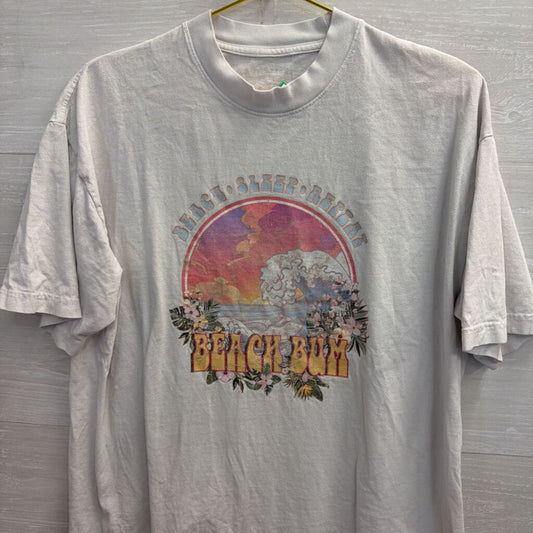 Sunkissed Beige Beach Bum Graphic Tee L