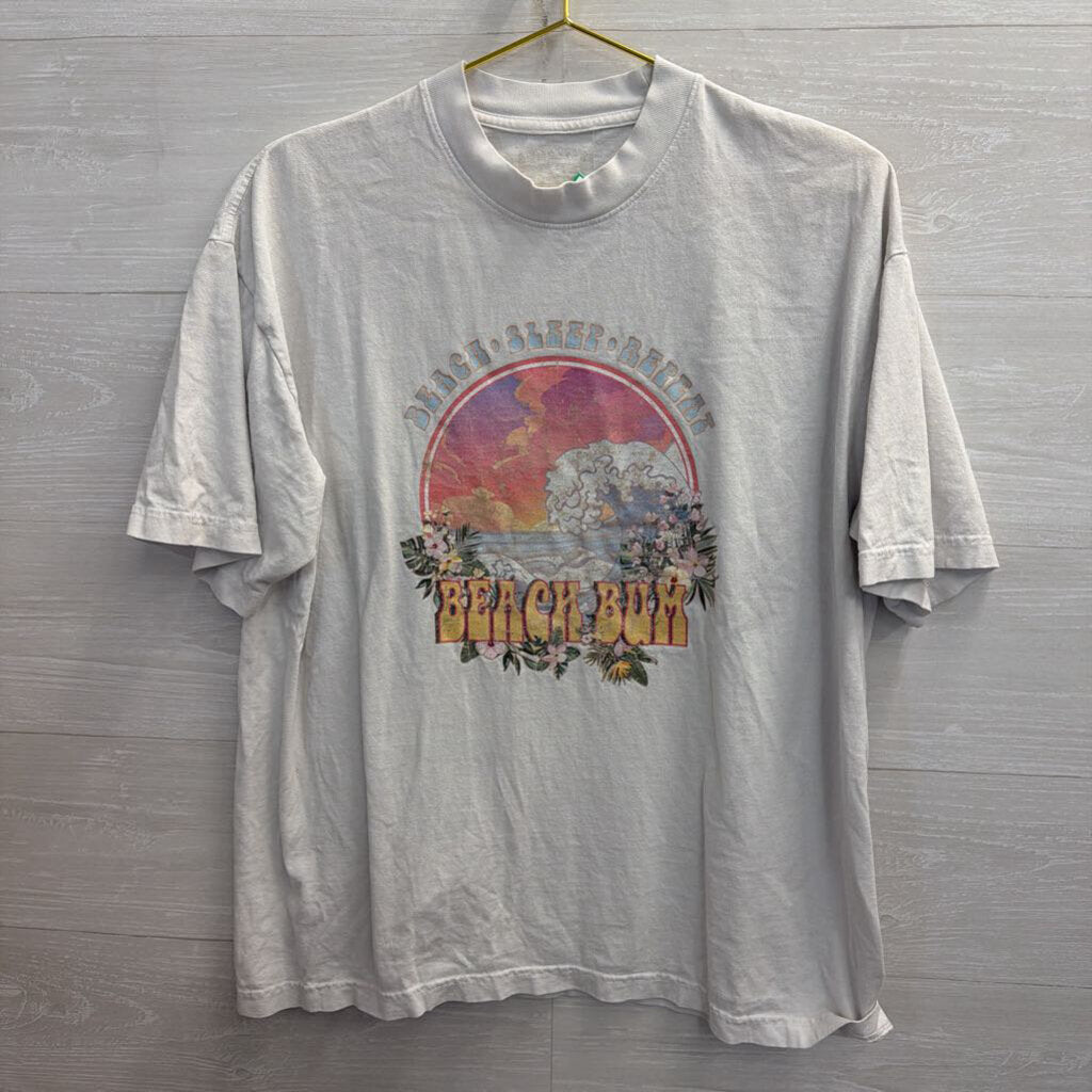 Sunkissed Beige Beach Bum Graphic Tee L