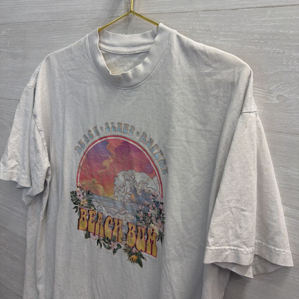 Sunkissed Beige Beach Bum Graphic Tee L