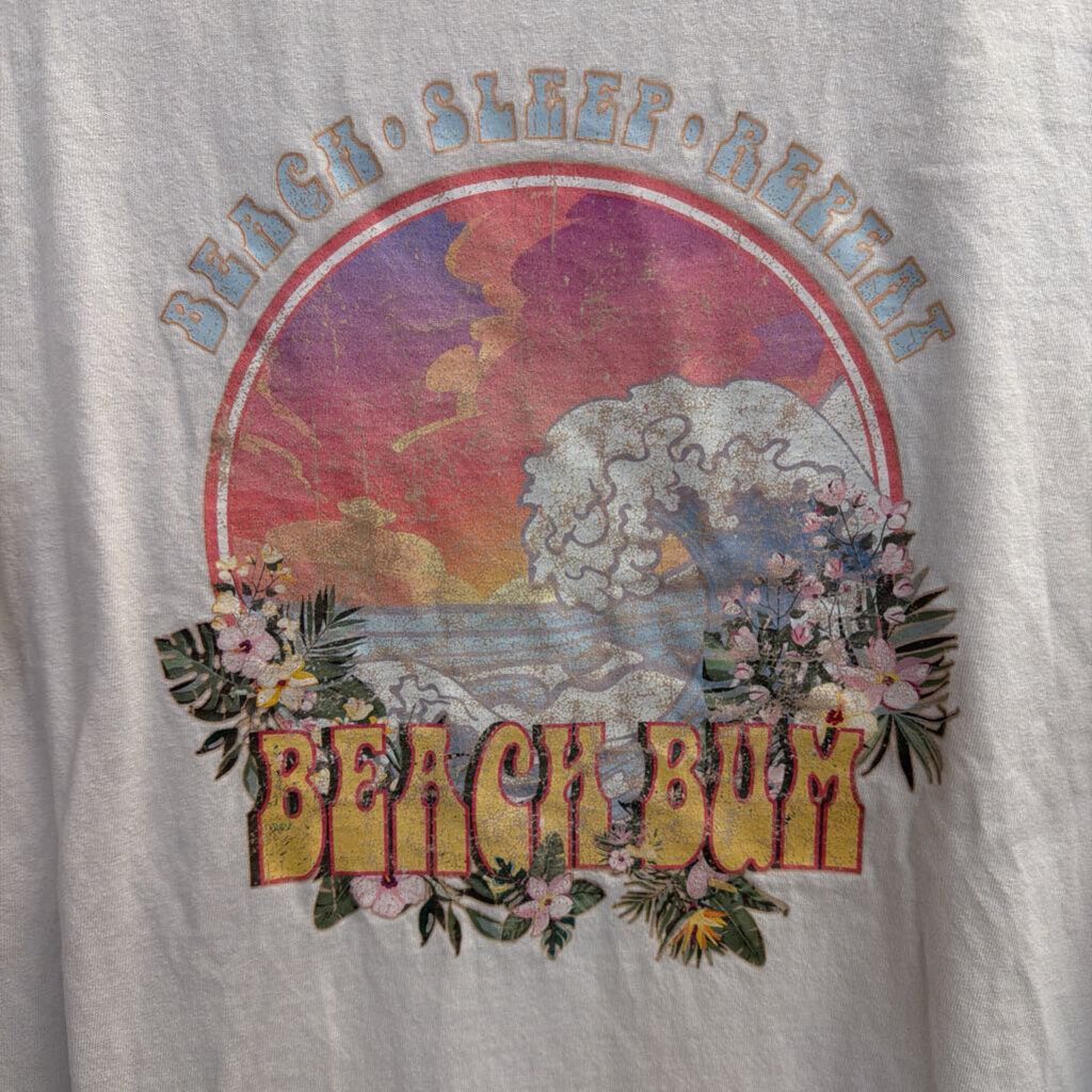 Sunkissed Beige Beach Bum Graphic Tee L