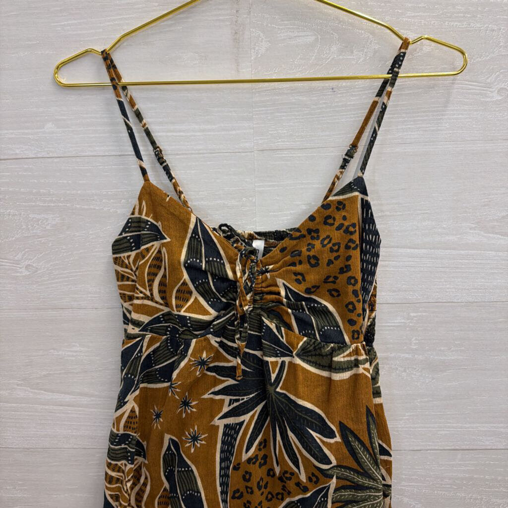 RVCA Brown/Green Print Dress Small