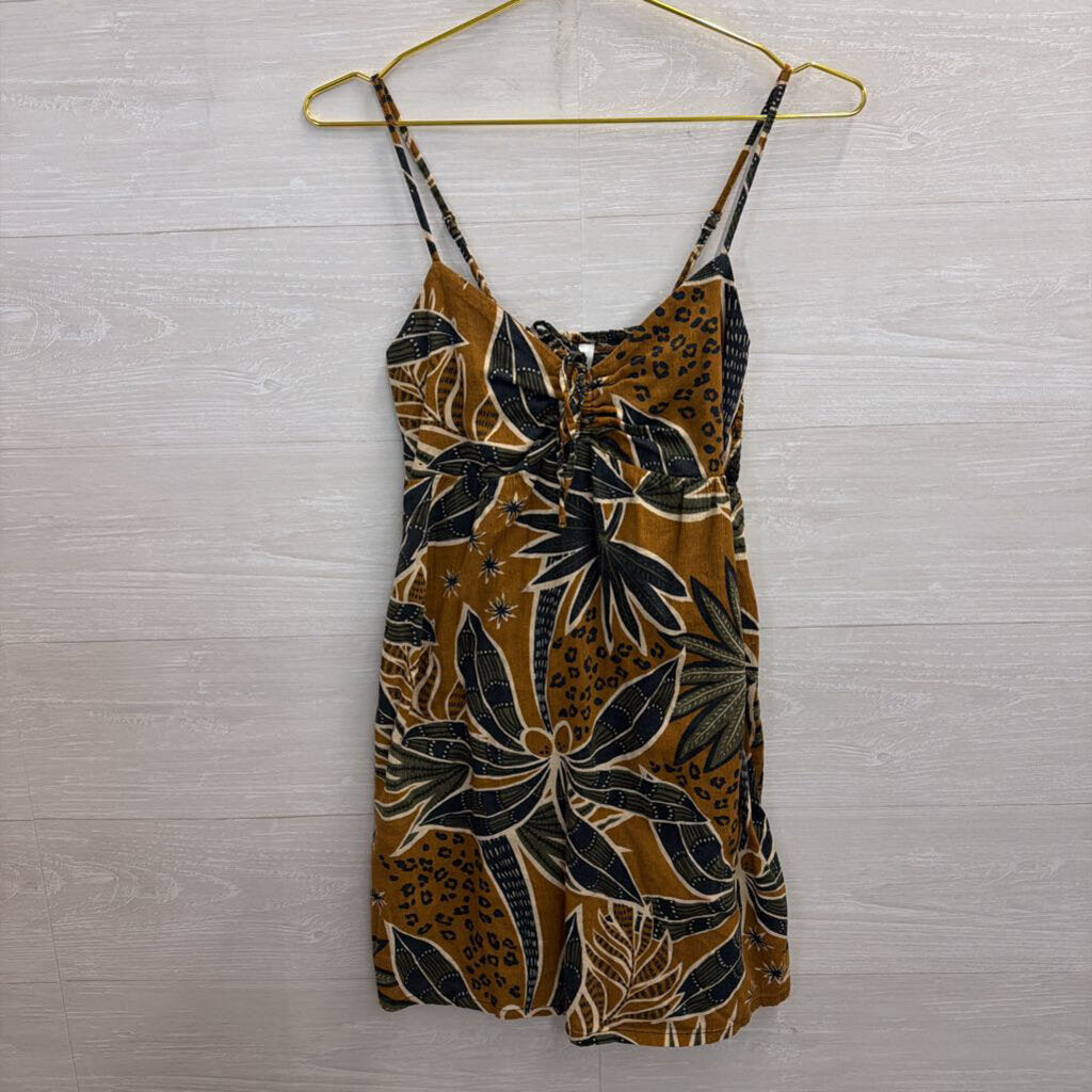 RVCA Brown/Green Print Dress Small