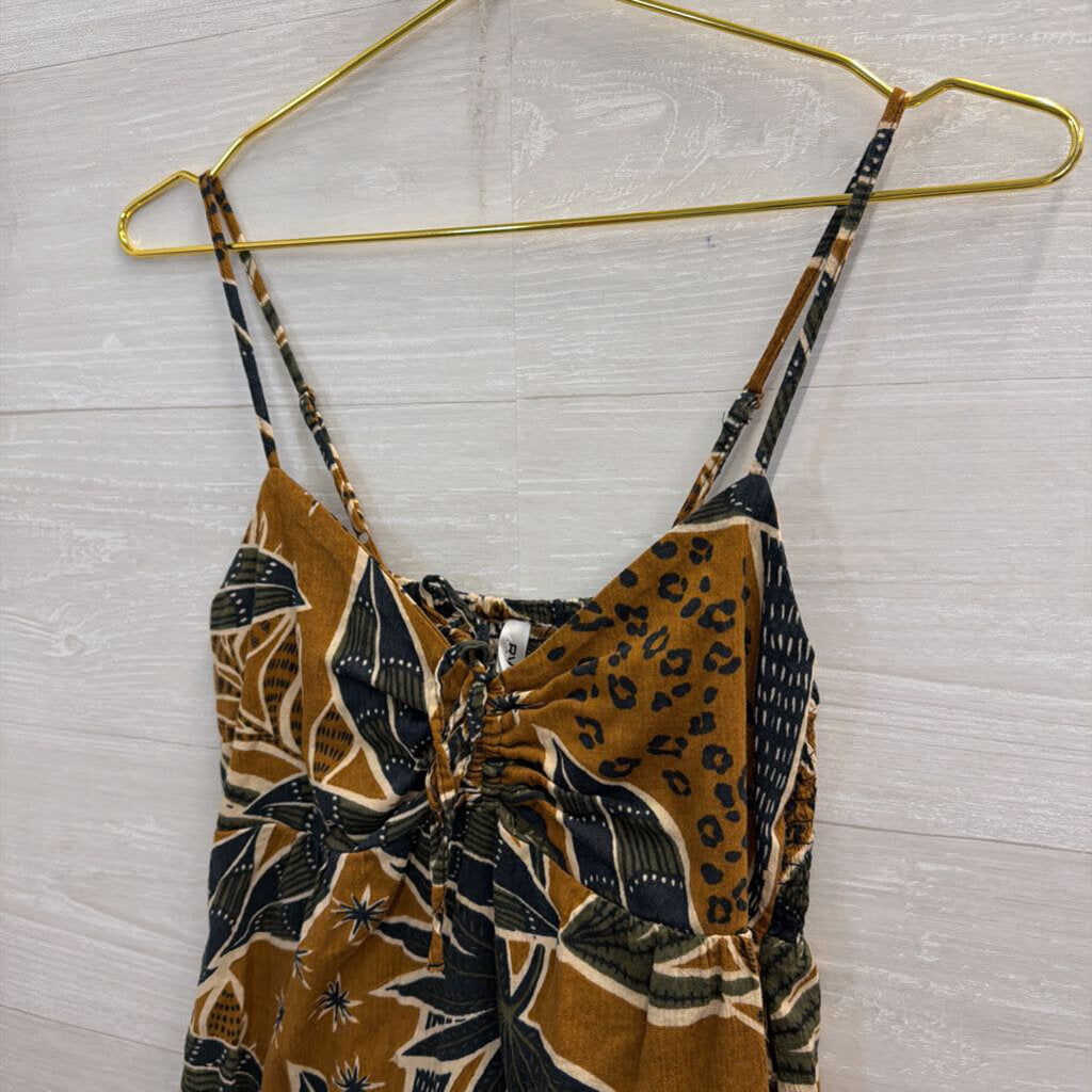 RVCA Brown/Green Print Dress Small