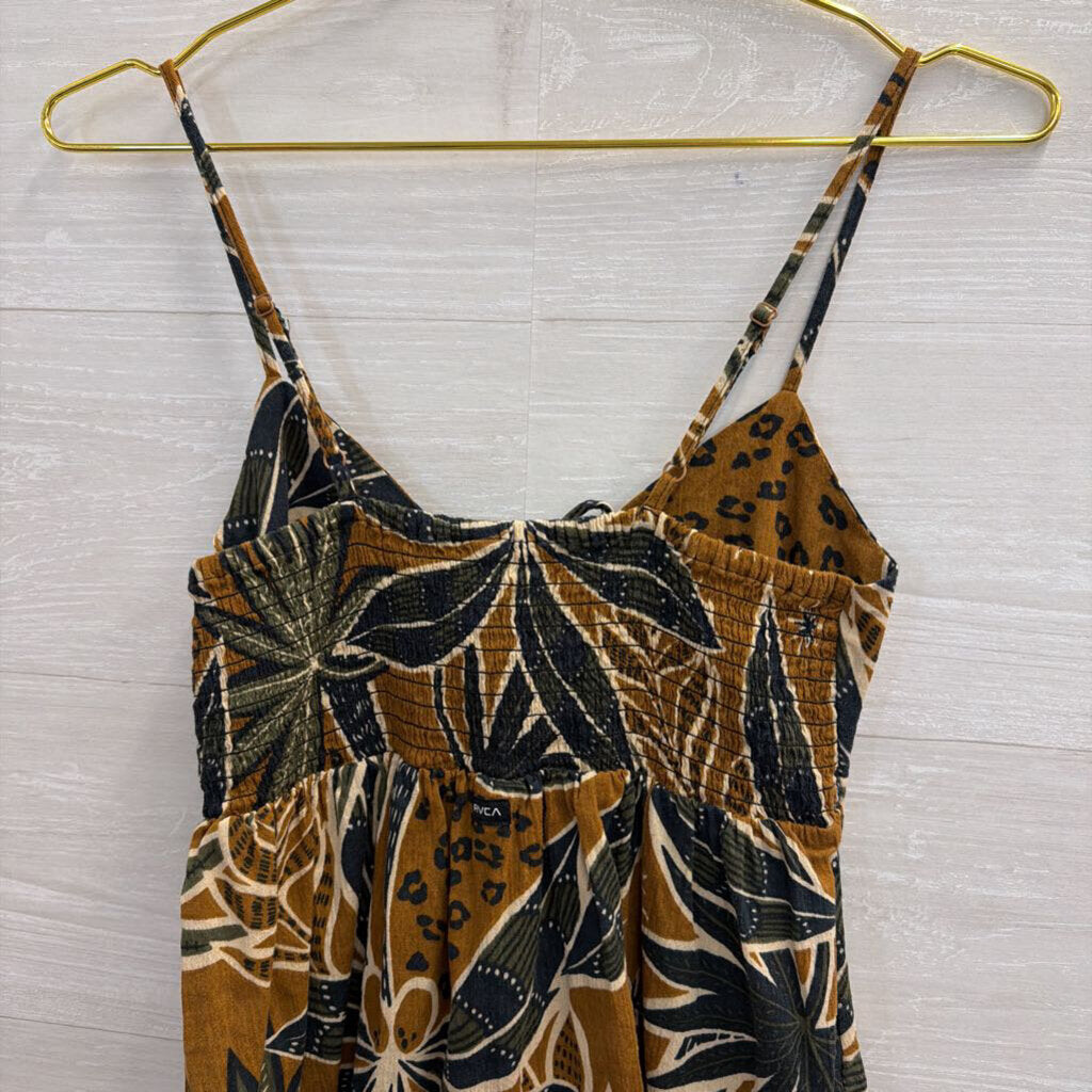 RVCA Brown/Green Print Dress Small