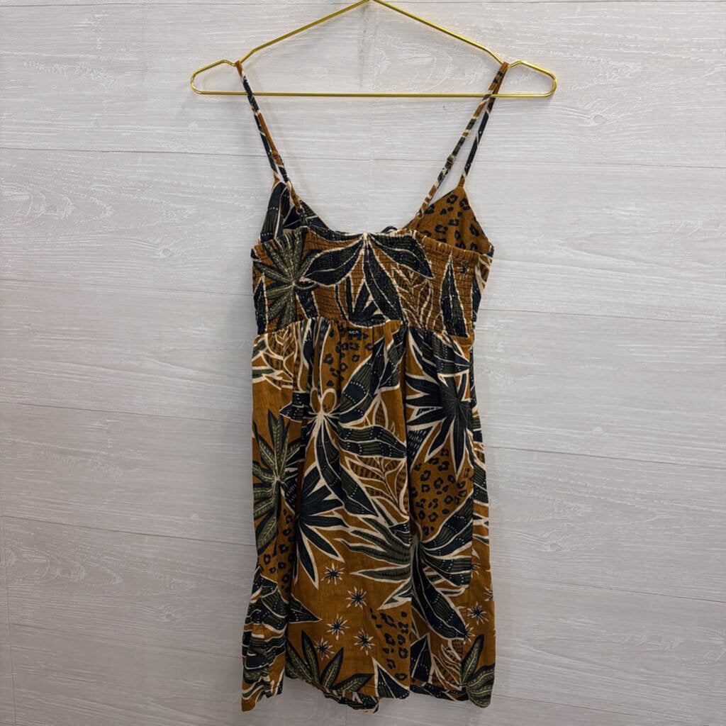 RVCA Brown/Green Print Dress Small