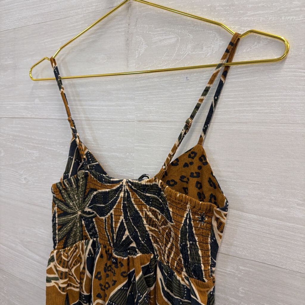 RVCA Brown/Green Print Dress Small