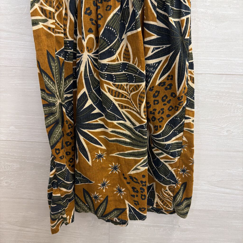 RVCA Brown/Green Print Dress Small