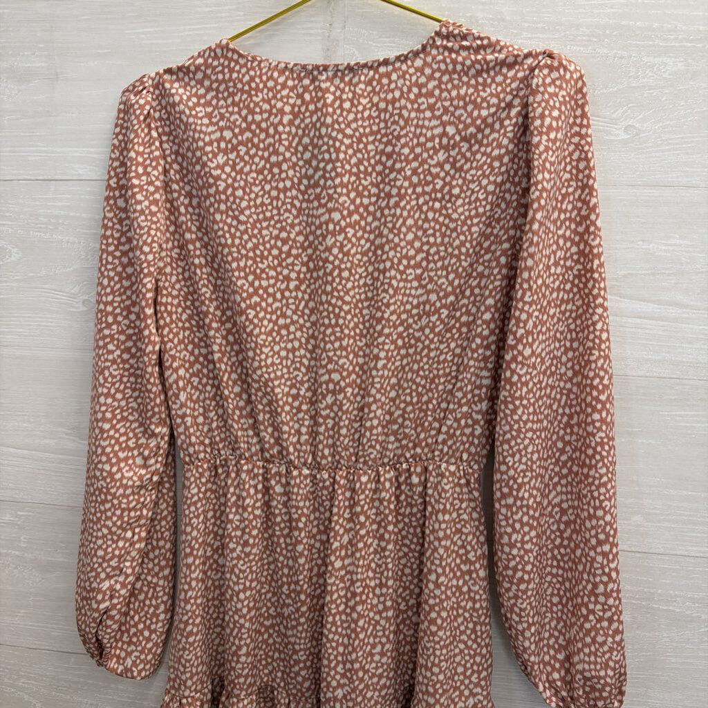 Pretty Garden Mauve Printed Maxi Long Sleeve Dress Small