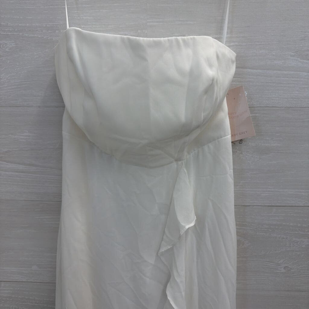 Birdy Grey White "Winnie" Chiffon Strapless Dress Small