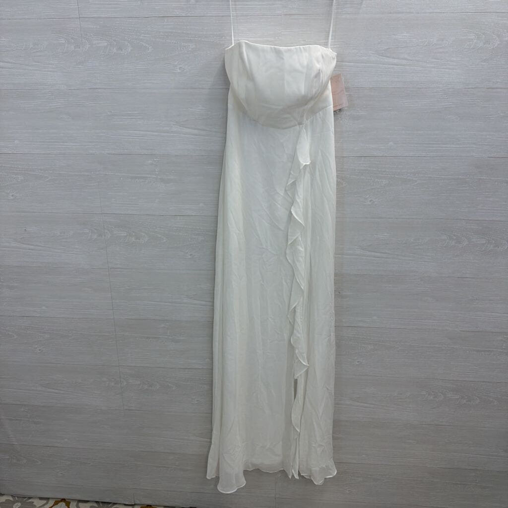 Birdy Grey White "Winnie" Chiffon Strapless Dress Small