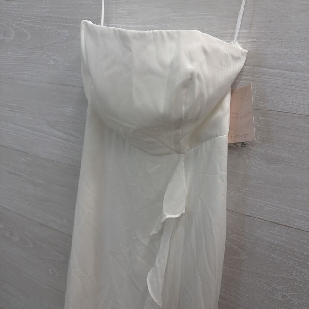 Birdy Grey White "Winnie" Chiffon Strapless Dress Small