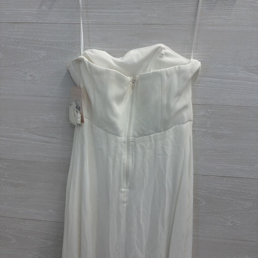 Birdy Grey White "Winnie" Chiffon Strapless Dress Small