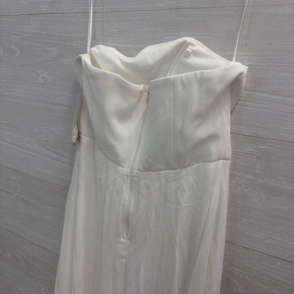 Birdy Grey White "Winnie" Chiffon Strapless Dress Small