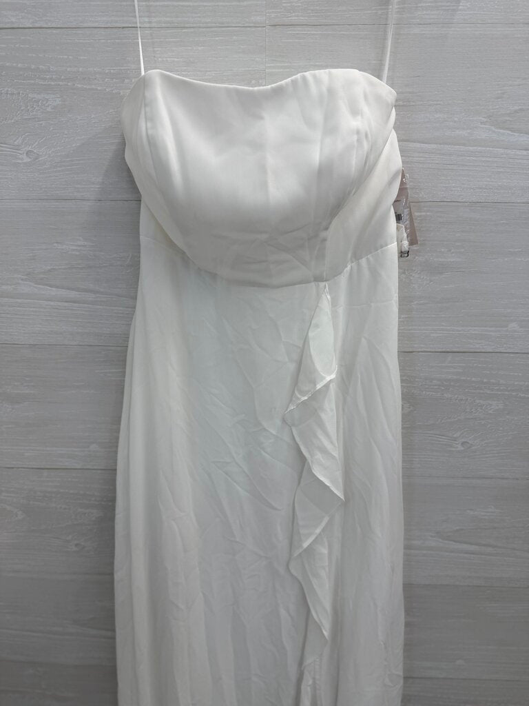 Birdy Grey White "Winnie" Chiffon Strapless Dress Small