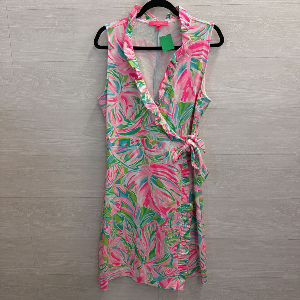 Lilly Pulitzer Romee Wrap Dress Tropical Print Large