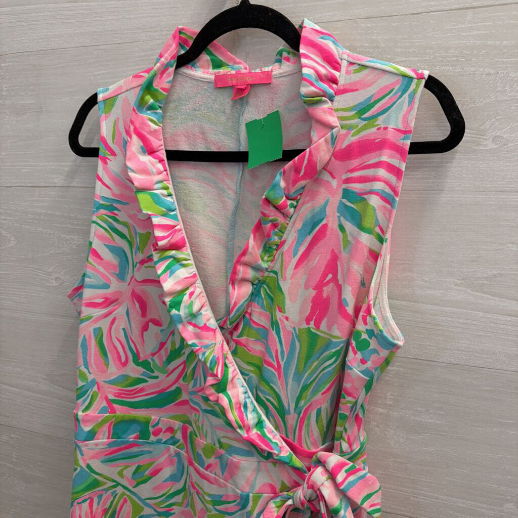 Lilly Pulitzer Romee Wrap Dress Tropical Print Large
