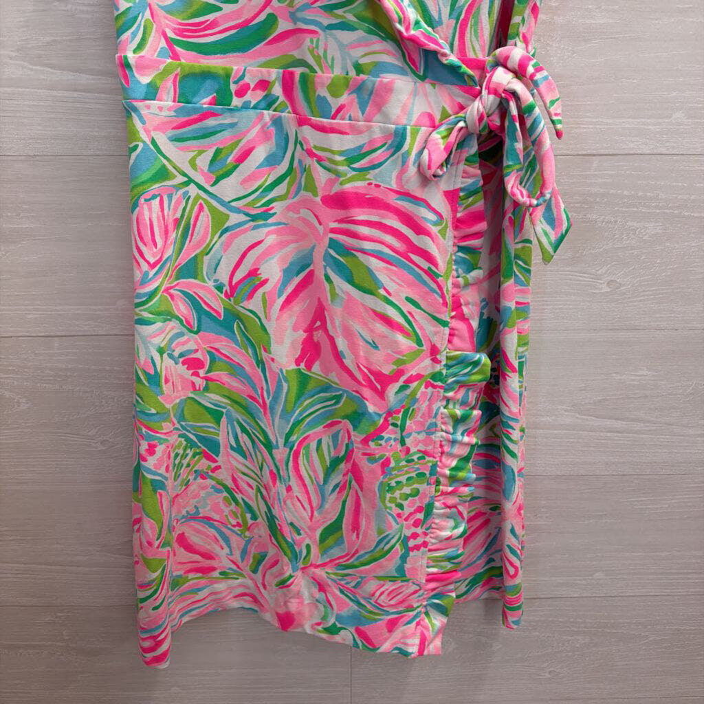 Lilly Pulitzer Romee Wrap Dress Tropical Print Large